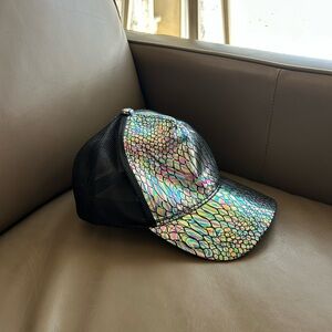 Claire's Iridescent Cap with Black Mesh